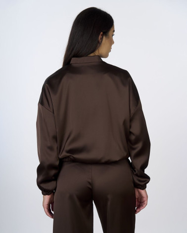 Giacca bomber in raso marrone