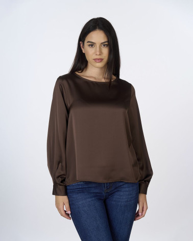 Blusa in raso manica lunga