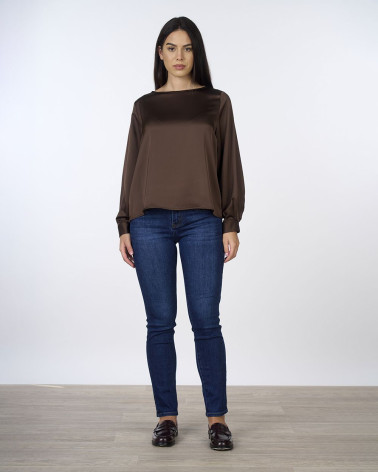 Blusa in raso manica lunga