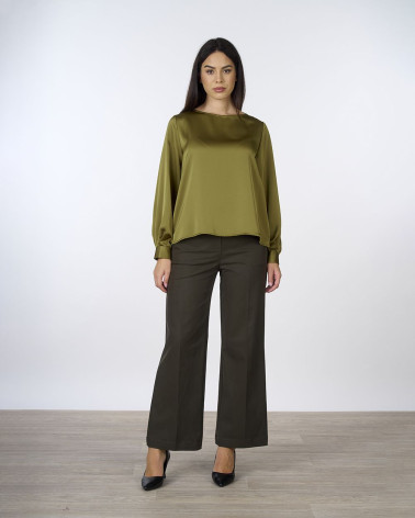 Blusa in raso manica lunga
