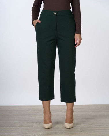Pantaloni cropped a gamba dritta verde