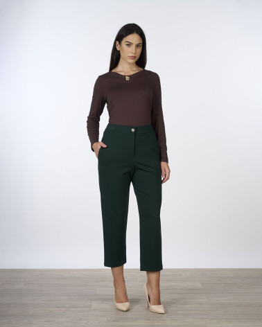 Pantaloni cropped a gamba dritta verde