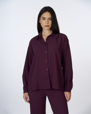 Camicia in tessuto fluido bordeaux