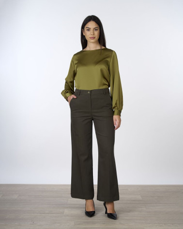 Pantaloni a gamba larga verde militare