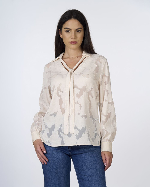 Blusa jacquard con colletto...