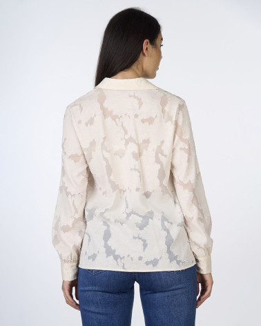 Blusa jacquard con colletto e fiocco