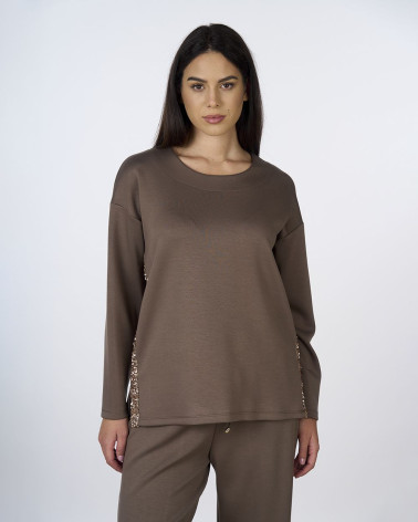 Felpa fango con paillettes laterali