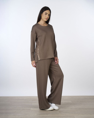 Felpa fango con paillettes laterali