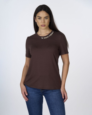 T-shirt moro con scollo gioiello