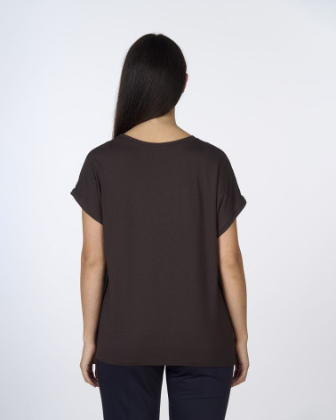 T-shirt bimaterica in raso e jersey