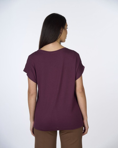 T-shirt bimaterica in raso e jersey