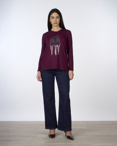 Maglia cotone manica lunga con stampa