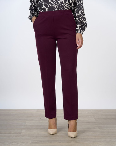 Pantaloni dritti bordeaux con elastico