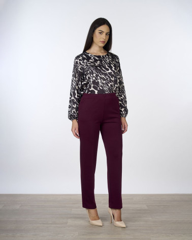 Pantaloni dritti bordeaux con elastico