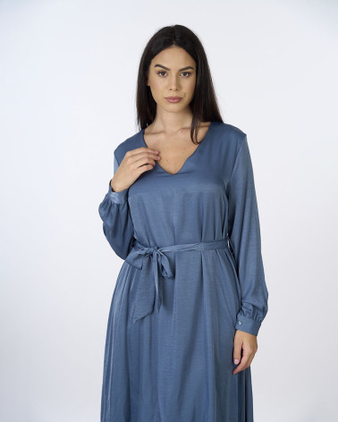 Vestito lungo fluido ottanio