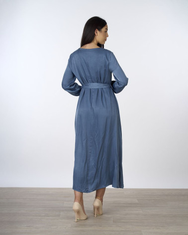 Vestito lungo fluido ottanio