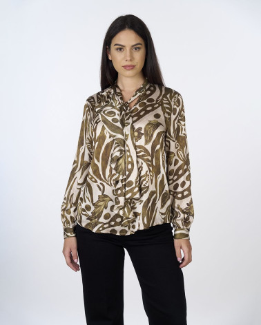 Blusa foliage con fiocco