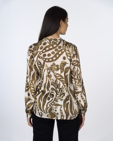 Blusa foliage con fiocco