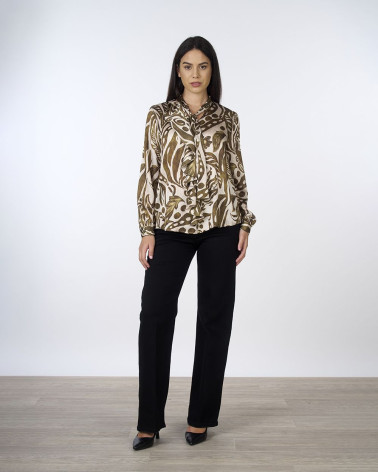 Blusa foliage con fiocco
