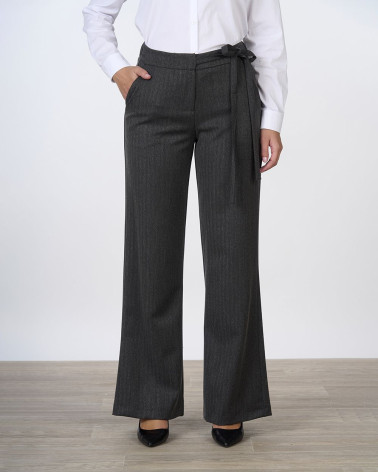 Pantaloni palazzo spigati con cintura