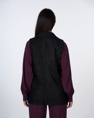 Gilet doppiopetto nero con paillettes