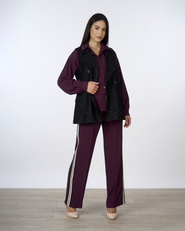 Gilet doppiopetto nero con paillettes