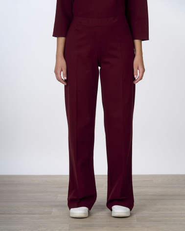 Pantaloni palazzo bordeaux in punto milano