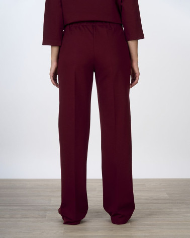 Pantaloni palazzo bordeaux in punto milano