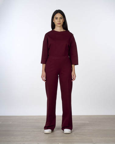 Pantaloni palazzo bordeaux in punto milano
