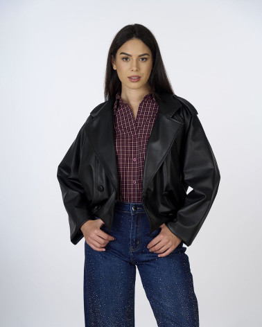 Giacca biker corta in ecopelle