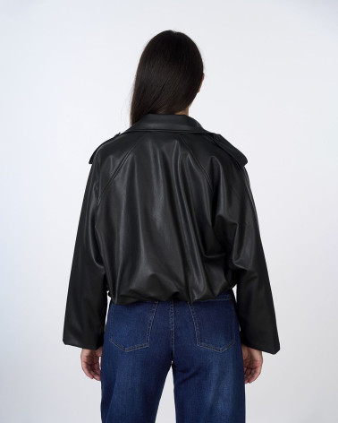 Giacca biker corta in ecopelle