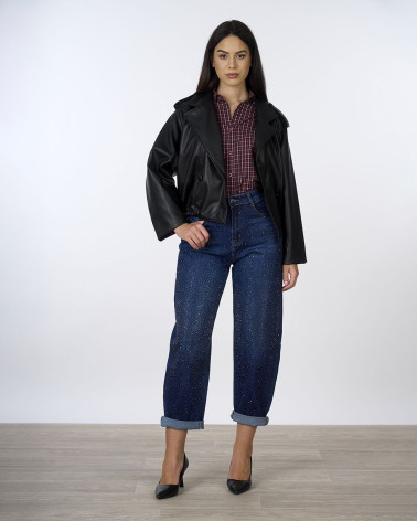 Giacca biker corta in ecopelle