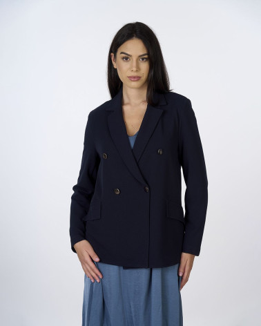 Blazer doppiopetto blu in scuba crêpe