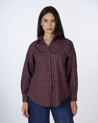 Camicia a quadri bordeaux