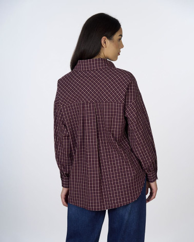 Camicia a quadri bordeaux