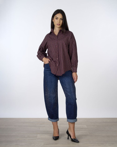 Camicia a quadri bordeaux