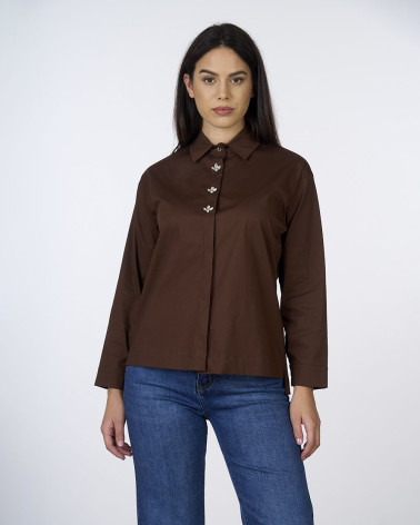 Camicia in cotone con bottoni gioiello