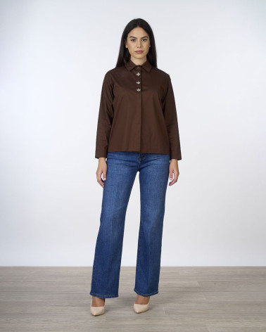 Camicia in cotone con bottoni gioiello