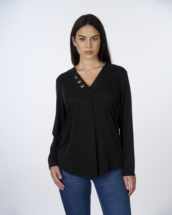 Maglia con scollo a V e...