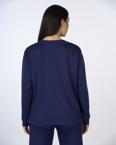 Felpa blu con applicazioni gioiello