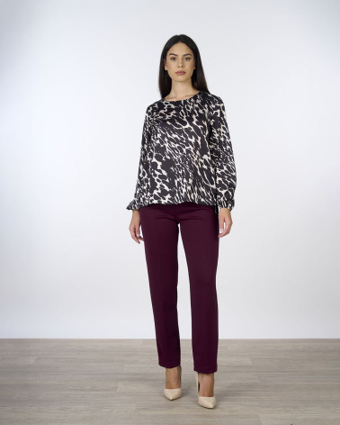 Blusa animalier in tessuto fluido