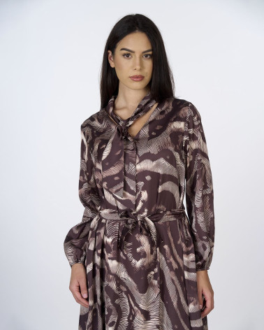 Abito midi con fiocco in fantasia Wild Brush