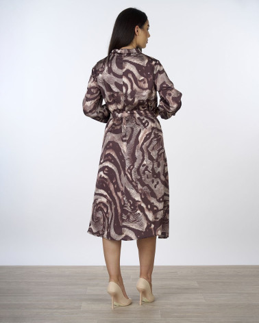 Abito midi con fiocco in fantasia Wild Brush