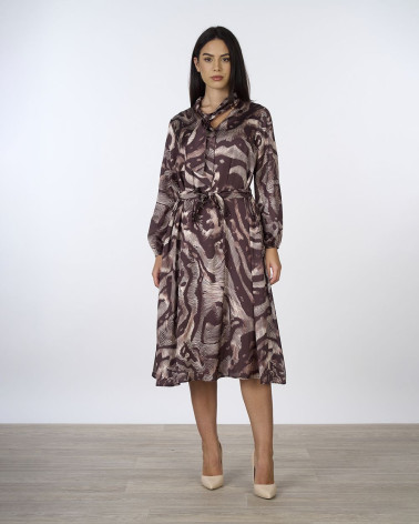 Abito midi con fiocco in fantasia Wild Brush