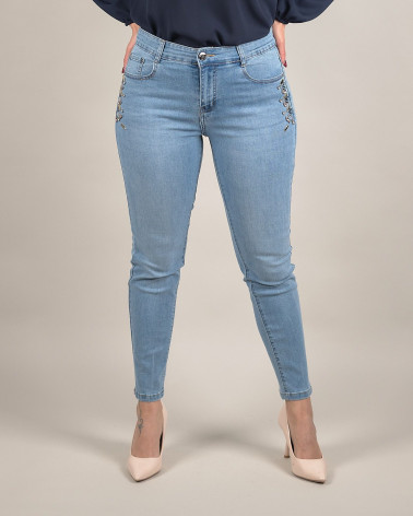 Jeans skinny con applicazioni gioiello
