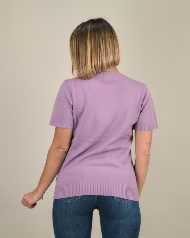 Maglia con strass e maniche corte