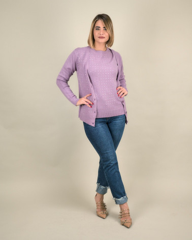 Maglia con strass e maniche corte