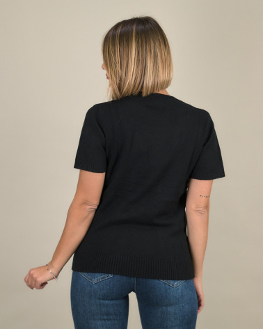 Maglia con strass e maniche corte