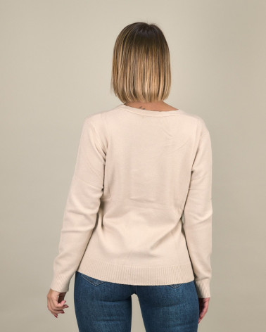 Cardigan con strass e scollo a V