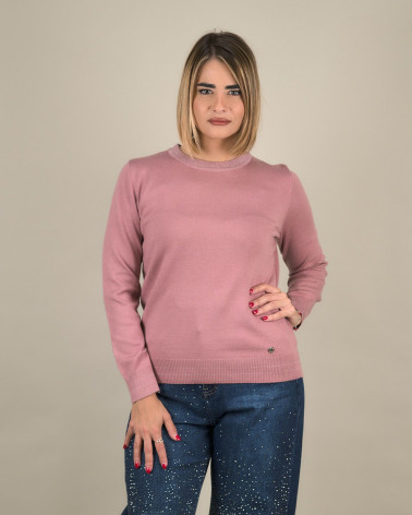 Maglia girocollo con profilo lurex